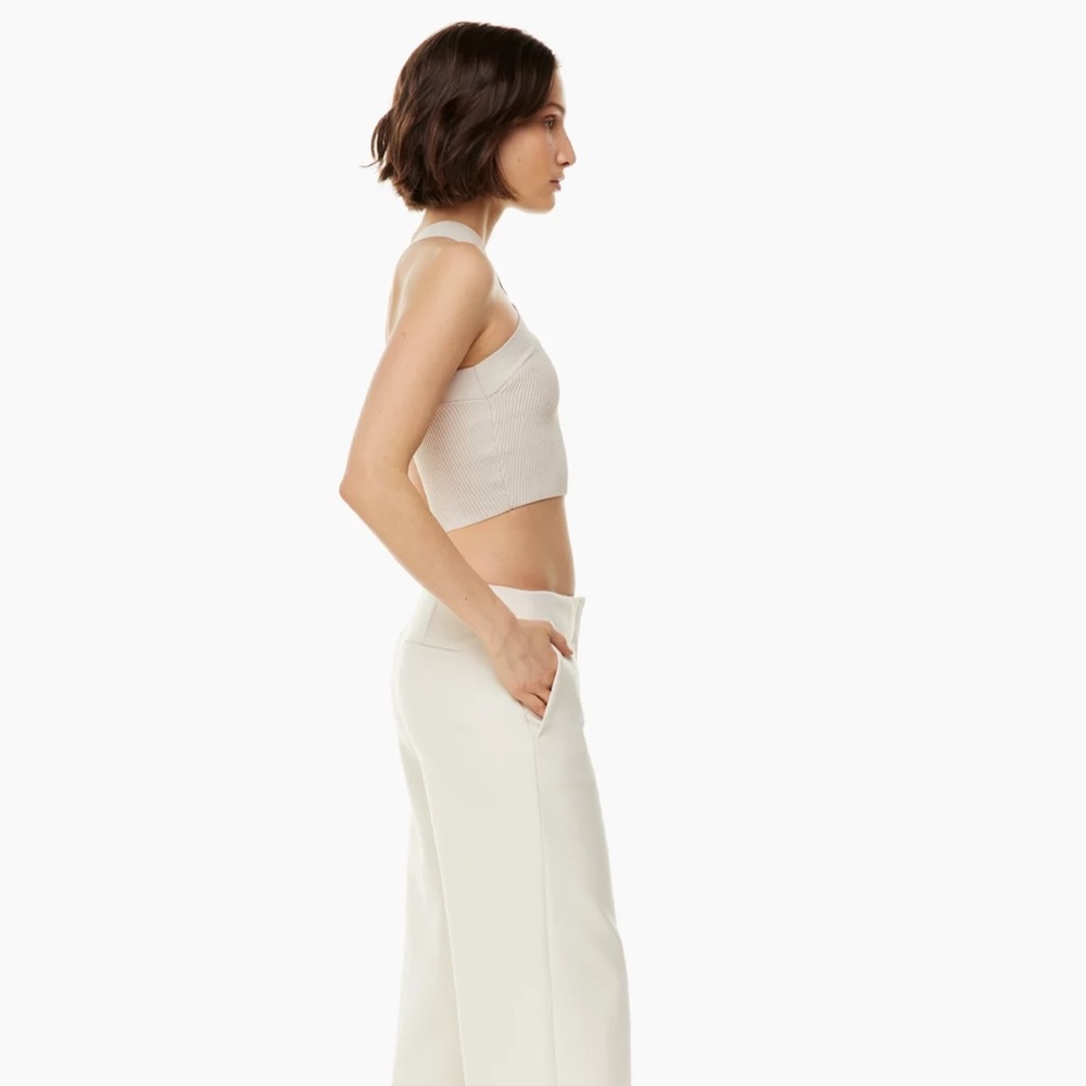 Aritzia Babaton Sculpt Knit Criss Cross Cropped Tank in Matte Pearl - Picture 2 of 6